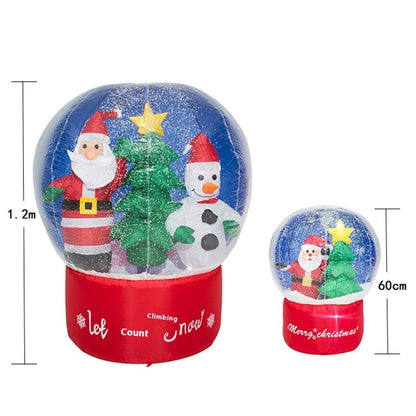 Decoración inflable navideña para patio, diseño luminoso de muñeco de nieve navideño, alce, anciano, modelo inflable, bola de nieve rociadora