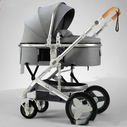 Carrito de bebé plegable bidireccional portátil, asiento y reclinable