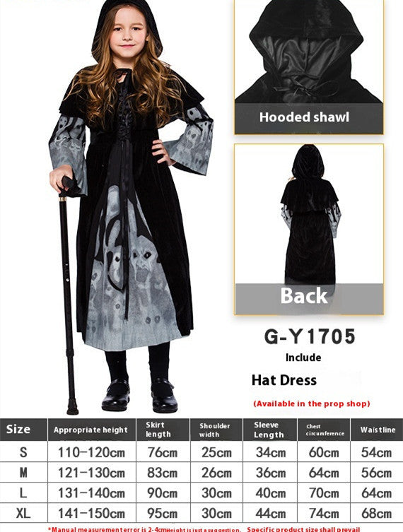 Ropa de bruja de Halloween para niños, vestido luminoso de demonio fantasma, disfraz de bruja de terror y vampiro