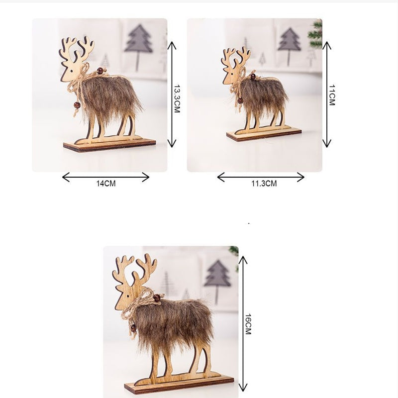 Christmas Elk Decorative Ornaments Wooden Felt Christmas Decorations Creative Furnishings Ornaments