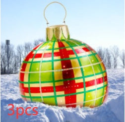 Boule de décoration de Noël en PVC pour l'extérieur 60 cm, boule gonflable décorée en PVC, grosses boules géantes pour décorations d'arbre de Noël, boule de jouet