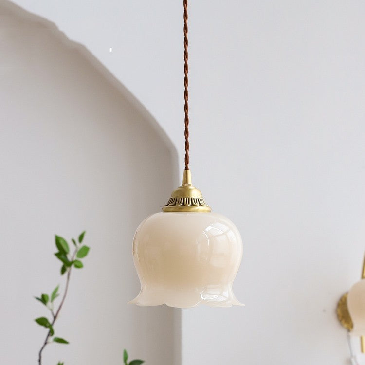 French Retro Cream Colored Lily Of The Valley Chandelier