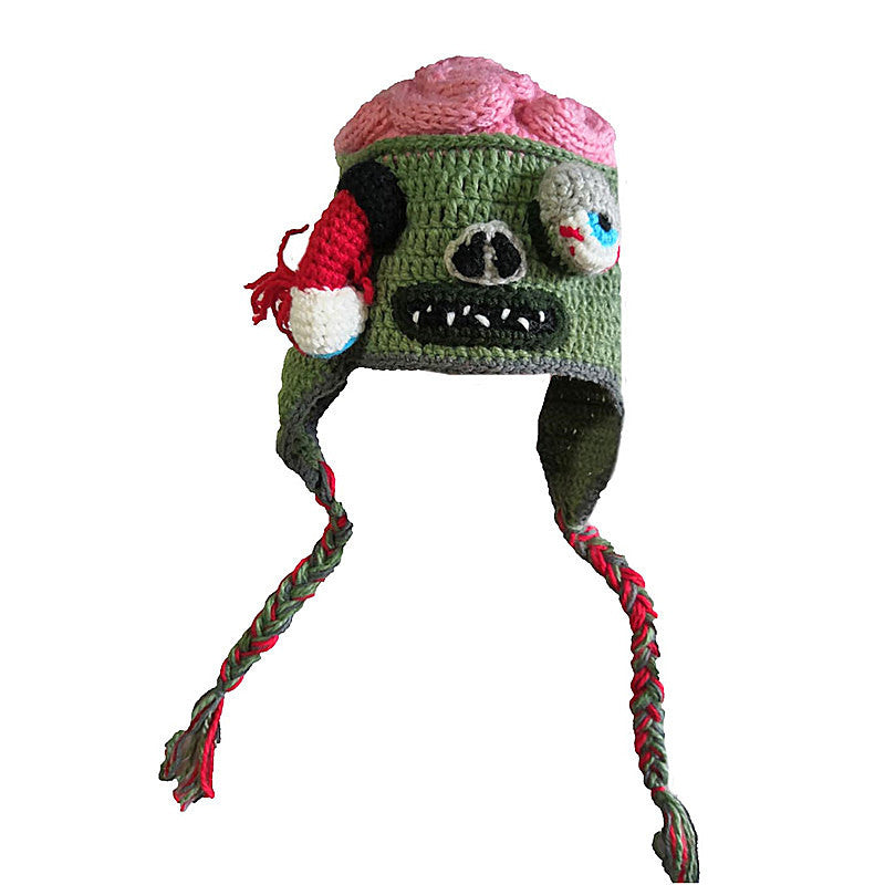 Horror Spoof Brain Hat Halloween Hand Knitted