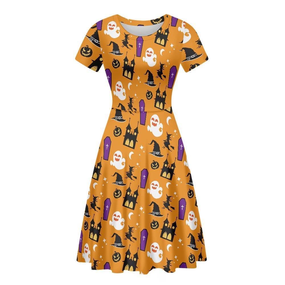 Dress Halloween Women's Spider Grimace Pumpkin Print