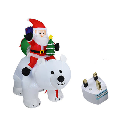 Père Noël gonflable chevauchant un ours polaire 2M Noël jouet gonflable poupée intérieur extérieur jardin décoration de Noël