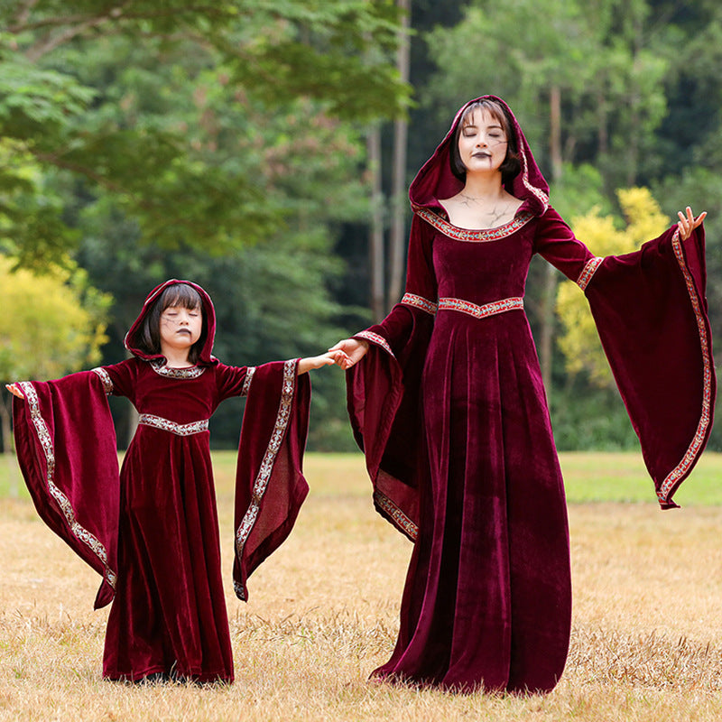 Costume de sorcière vampire rétro du Petit Chaperon rouge pour Halloween