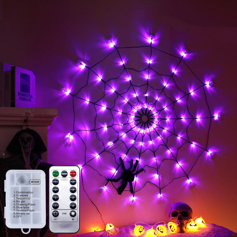 Guirlande lumineuse Led en toile d'araignée pour Halloween, 5v, avec télécommande, 8 Modes, lampe d'ambiance en filet, décoration de fête intérieure et extérieure