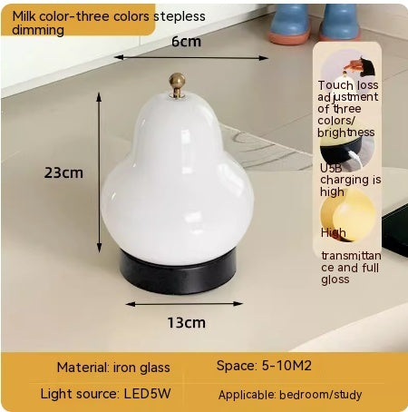 Lampe de table poire charge tactile lampe en verre portable