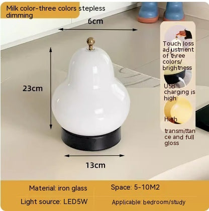 Lámpara de mesa de pera Lámpara de vidrio portátil táctil de carga