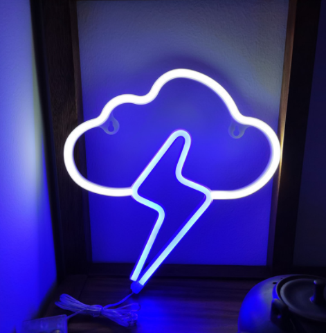 Nuevo estilo Led nube relámpago luz de neón batería USB modelado lámpara decoración interior