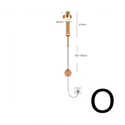 Lámpara de pared del dormitorio nórdico, pasillo de cabecera con interruptor, enchufe, cableado gratuito ajustable