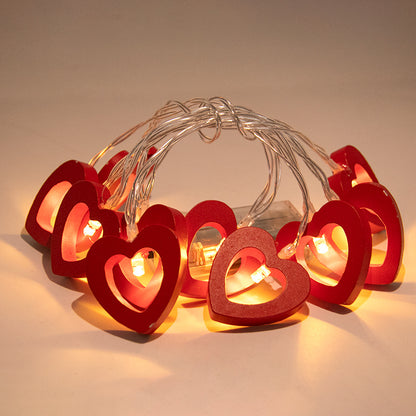 Guirnalda de luces con forma de corazón para el día de San Valentín, guirnalda de luces de madera, decoración para bodas, fiestas, bricolaje, suministros y accesorios 