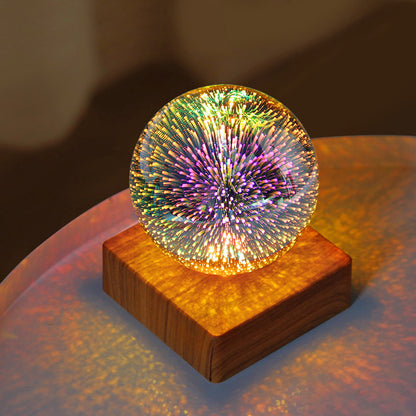 Veilleuse boule de cristal feu d'artifice USB 3D à brancher, veilleuse romantique à LED en forme d'étoile, lumières de Noël, décorations de Noël pour la maison