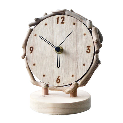 Horloge de Table de bureau en rondins, salon, maison Simple