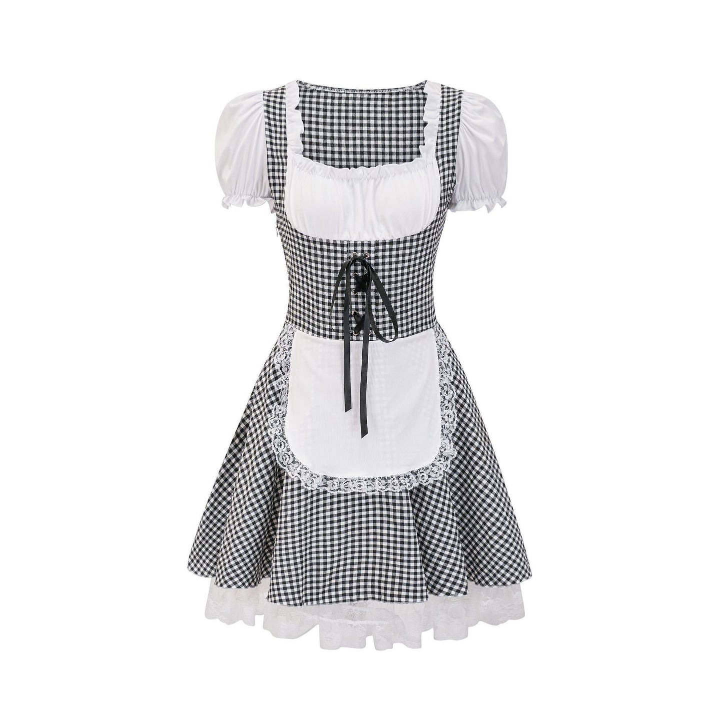 Halloween Retro Plaid Dress Beer Festival Costume