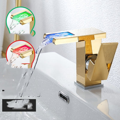 Bathroom Cabinet Hand Washing Wash Basin Waterfall Hot And Cold LED Temperature Sensing