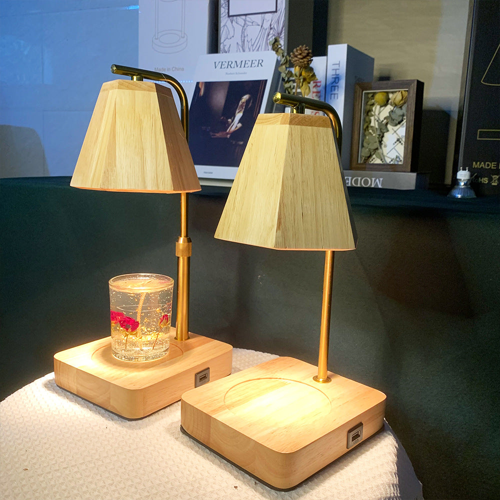 Aromatherapy Wax Melting Lamp Made Entirely Of Wood With USB