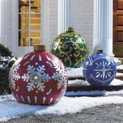 Boule de décoration de Noël en PVC pour l'extérieur 60 cm, boule gonflable décorée en PVC, grosses boules géantes pour décorations d'arbre de Noël, boule de jouet