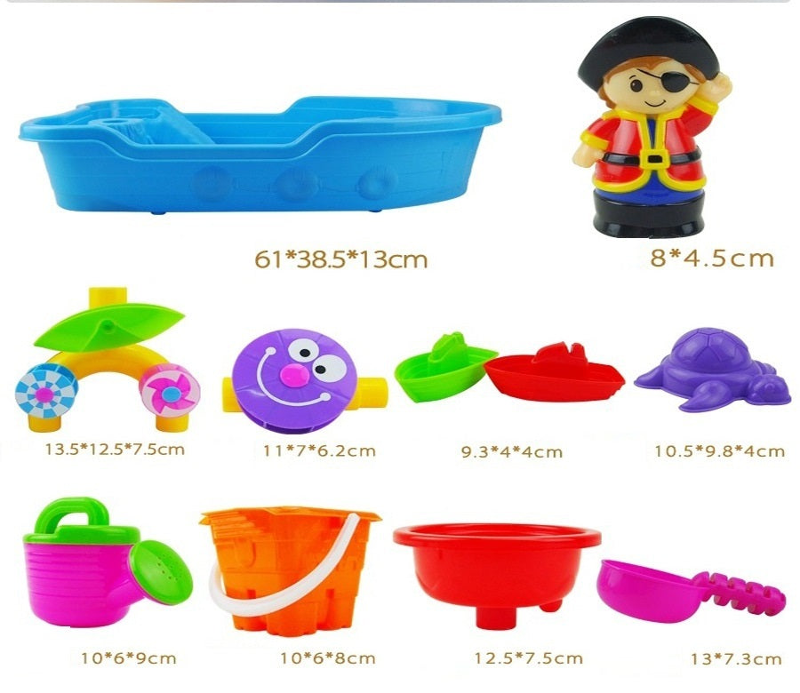 Traje de juguete de playa para niños, barco pirata, juego de arena, mesa de juegos de agua