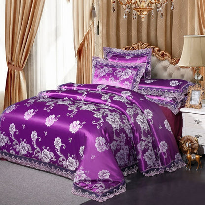 European Style Satin Embroidery Modal Jacquard Cotton Four-piece Cotton Tencel Wedding Quilt Cover Bed Sheet