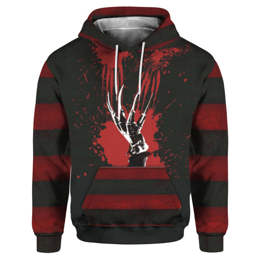 Sweat à capuche Halloween Bloody Claw imprimé complet