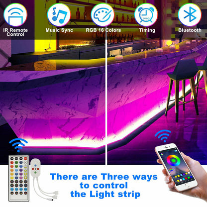 Luces de tira LED 5050 RGB Bluetooth Cambio de color de luz de habitación con control remoto