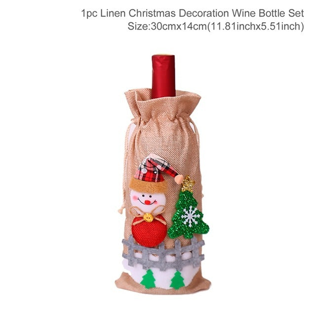 Wine Bottle Cover Merry Christmas Decorations