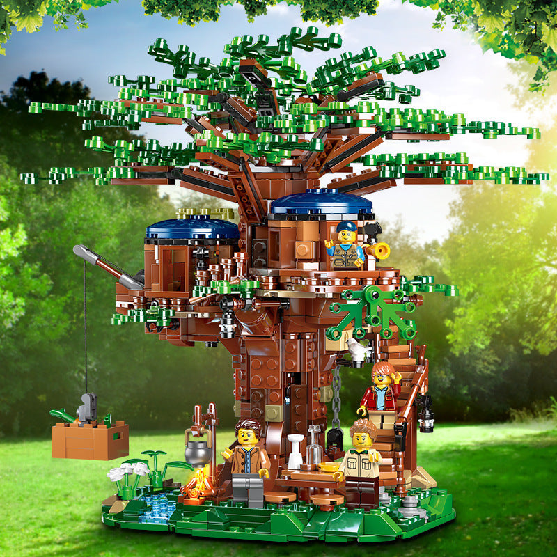 Children's Tree House Building Blocks Puzzle Assembled Ornaments