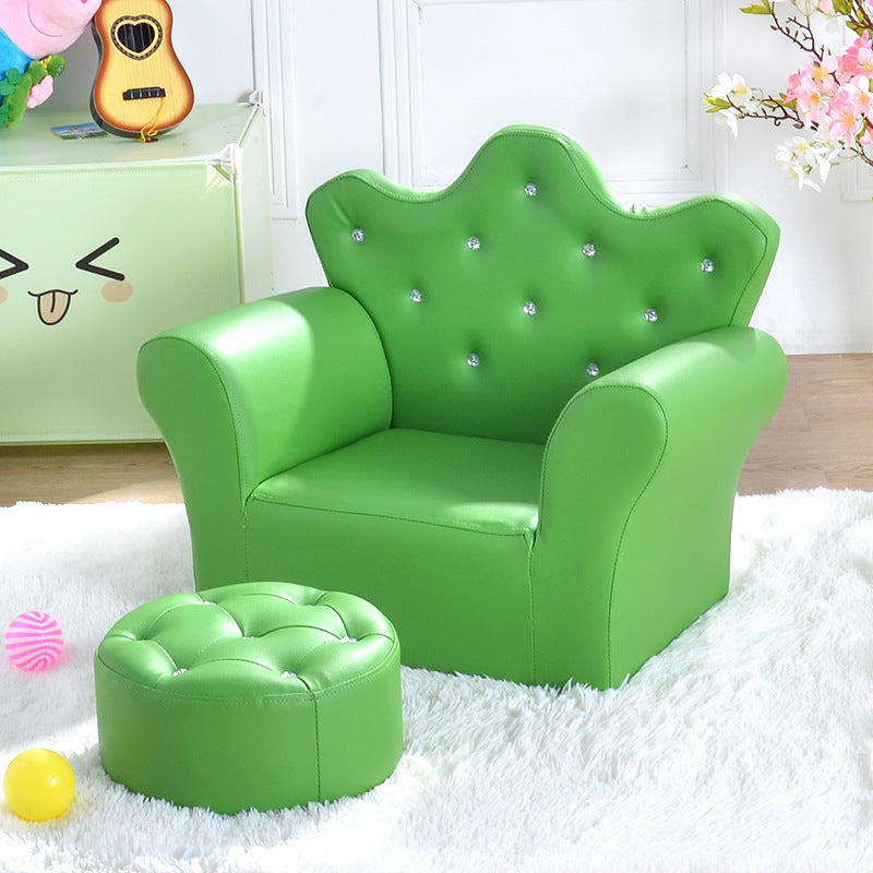 Children's Mini Cute Crown Sofa With Stool