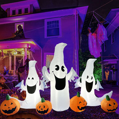 Halloween Inflatable Ghost With Pumpkin Slices Outdoor Holiday Decorations