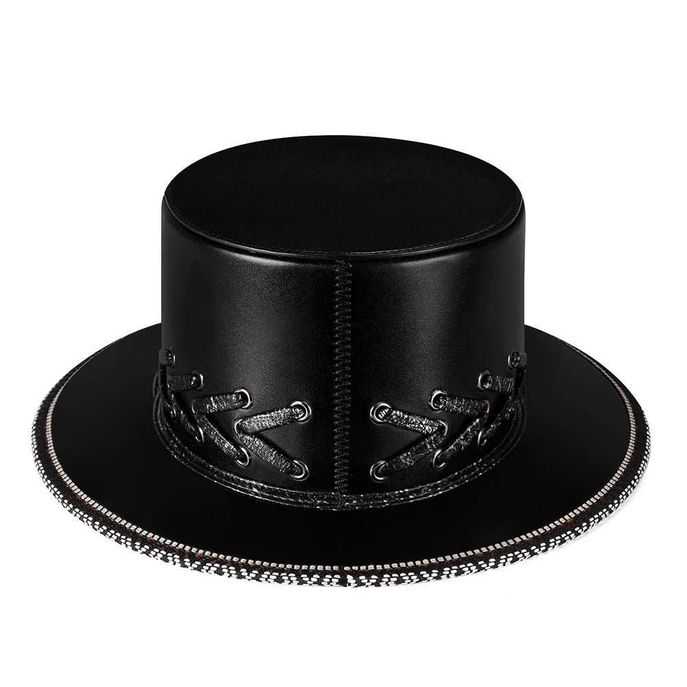 Sombrero de copa negro con calavera punk para Halloween