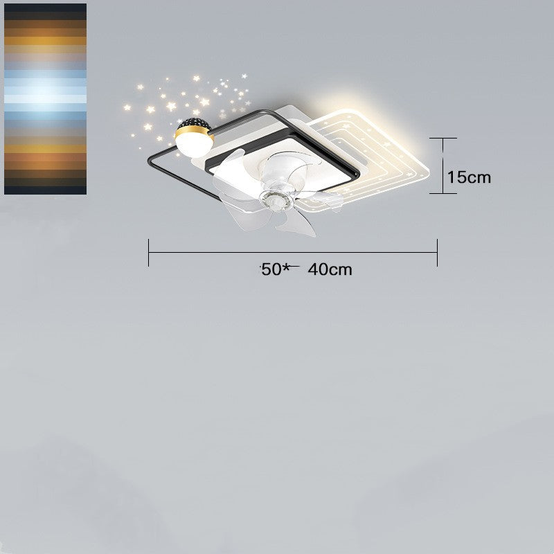 Modern Simple Bedroom Living Room Projection Fan Overhead Light