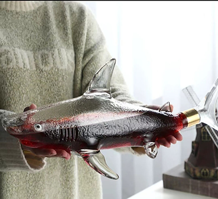 Carafe en forme de requin, récipient de bouteille de vin en verre borosilicaté épais et scellé