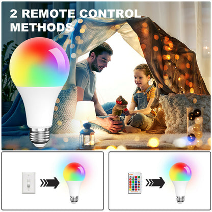 Ampoule LED 15W RGB, télécommande sans fil intelligente, lampe à intensité variable, changement de couleur, ampoule intelligente WiFi LED, multicolore pour Alexa