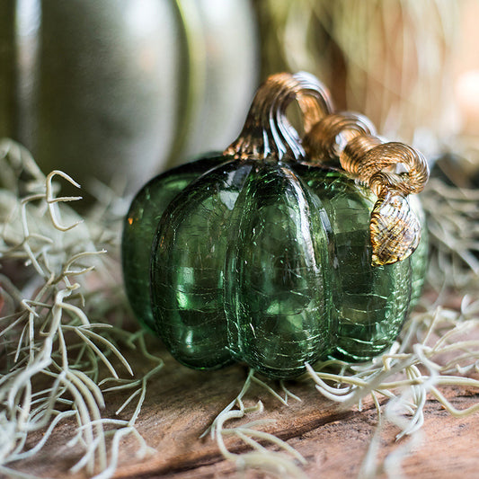 Calabaza de cristal para decoración navideña, hecha a mano, para Halloween