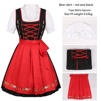 Costume de carnaval d'Halloween Costume de festival de bière allemand Costume à bretelles taille divisée Vêtements pour femmes bavarois