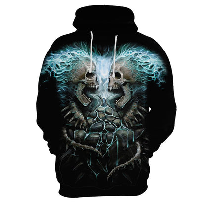 New Halloween Christmas Eve Skull 3D Digital Printed Fashion Brand Men's Pullover Hooded Sweater