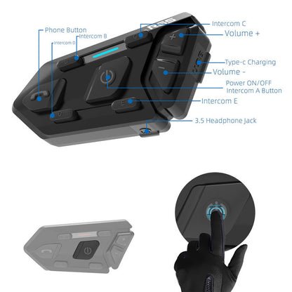 Casque de moto étanche Bluetooth équitation casque d'interphone sans fil