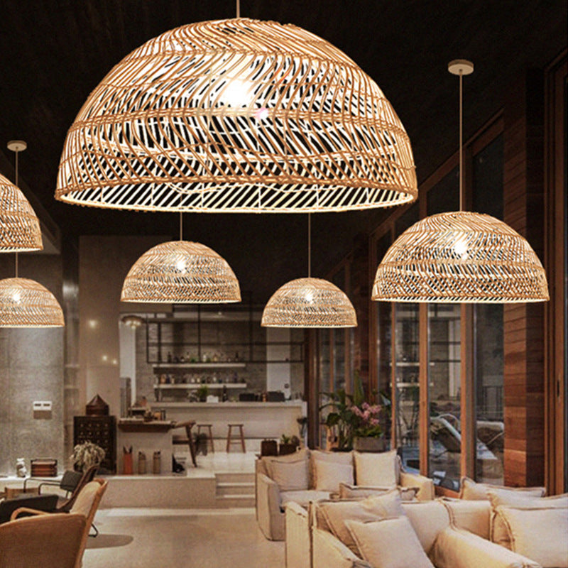 Rattan Art Chandelier In Restaurant And Tea House