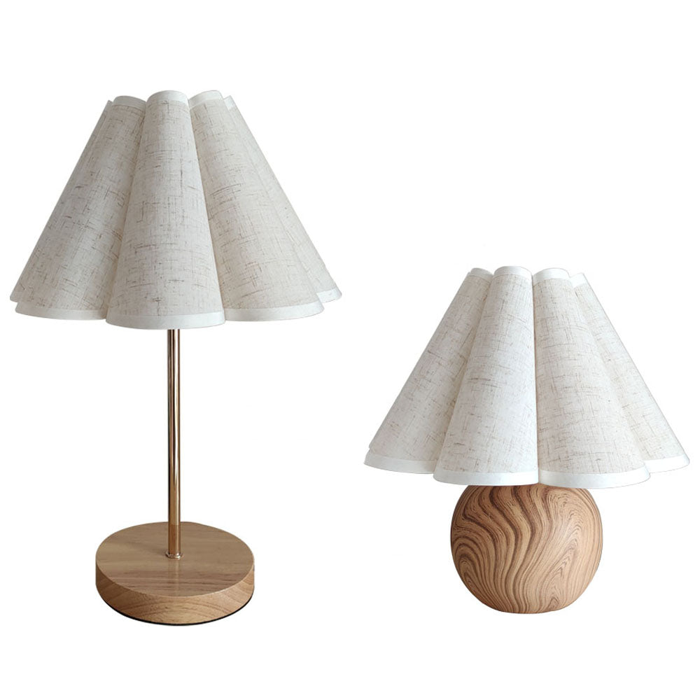 Lampe de table décorative de chevet en tissu pétale en céramique et métal