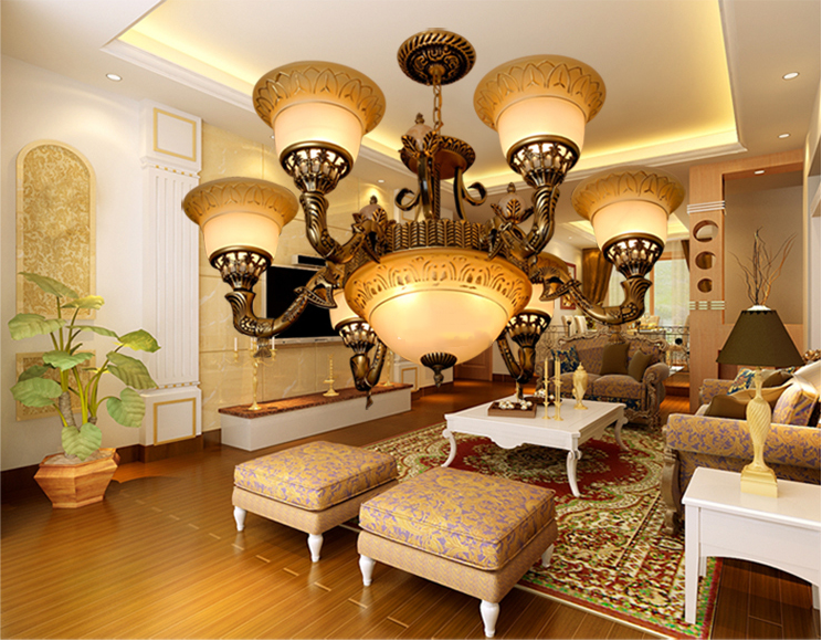 Bowl Terrace Ceiling Chandelier Rustic Beige and White Glass