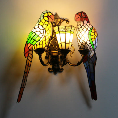 Multi Headed Parrot Series Colored Glass Lampshade