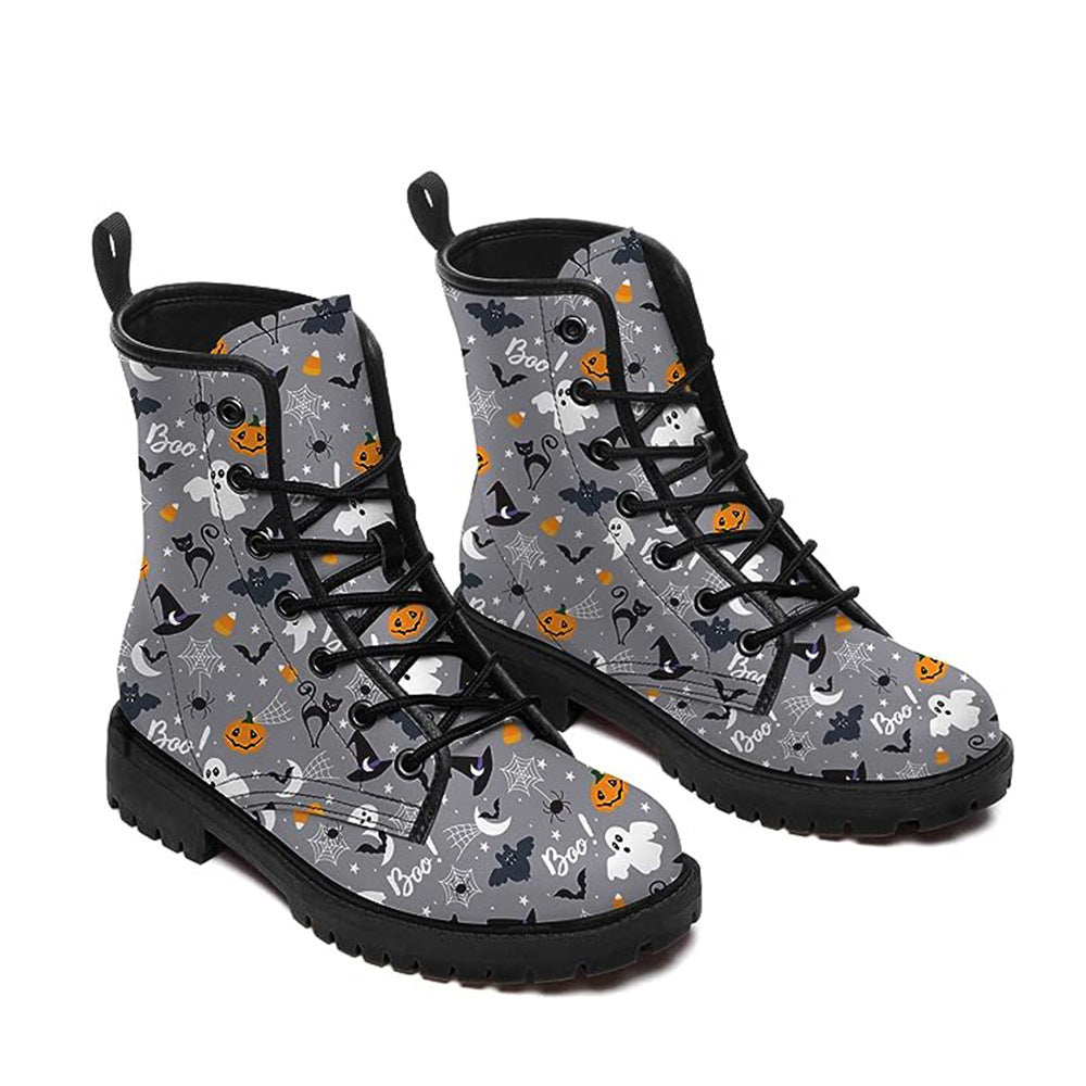 Botas con estampado de dibujos animados de Halloween para mujer