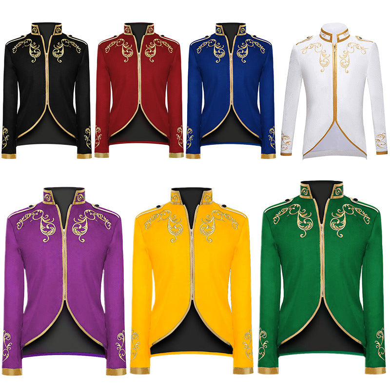 Chaqueta de moda para hombre de Halloween, chaqueta deportiva con bordado dorado del príncipe de la corte