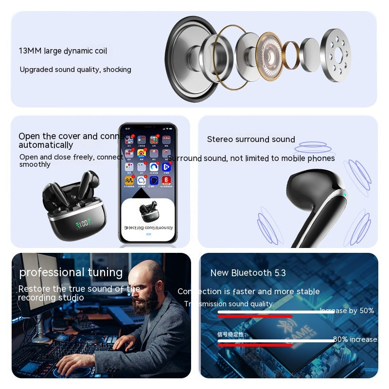 Casque Bluetooth semi-intra-auriculaire à réduction de bruit