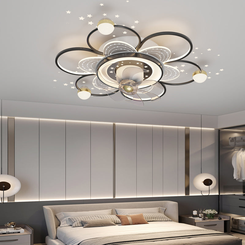 Simple, Modern And Creative Nordic Household Intelligent Ceiling Fan Lamp