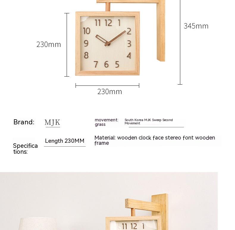 Solid Wood Double-sided Wall Mute Living Room Home Simple Corner Two-side Clock