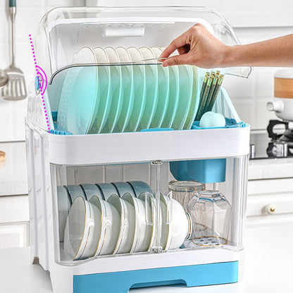 Double Layer Ultraviolet Disinfection Cupboard Kitchen Table Top Tableware Storage Box