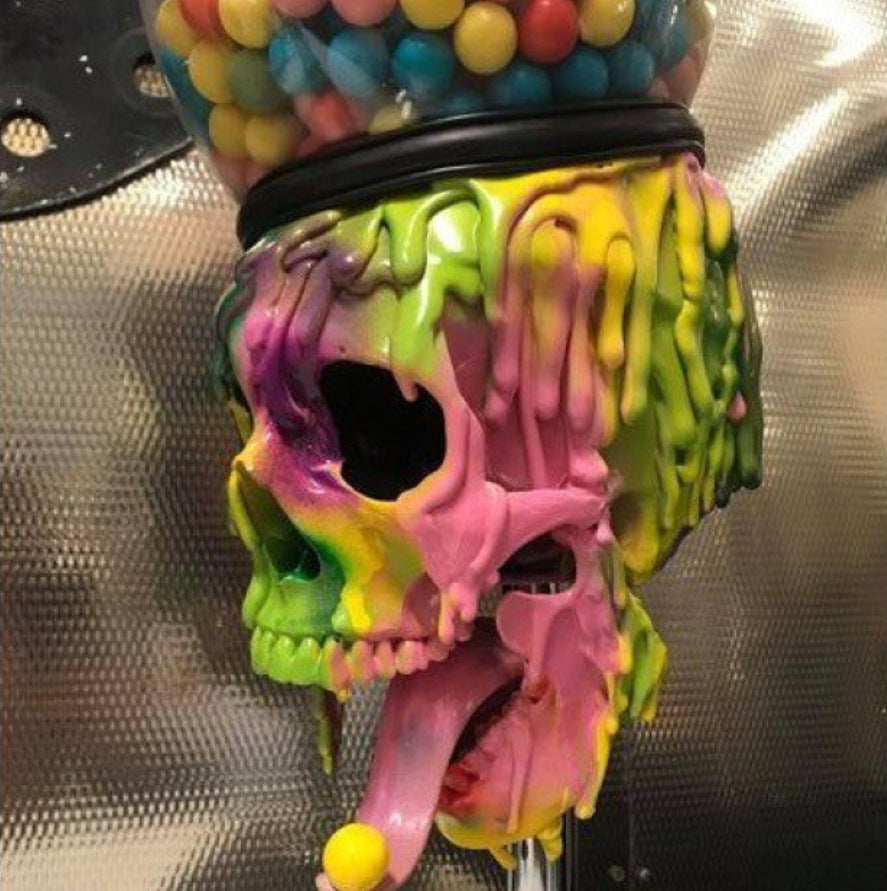 Máquina de chicles, artesanías de resina, máquina de burbujas con forma de calavera, adornos de mesa para Halloween