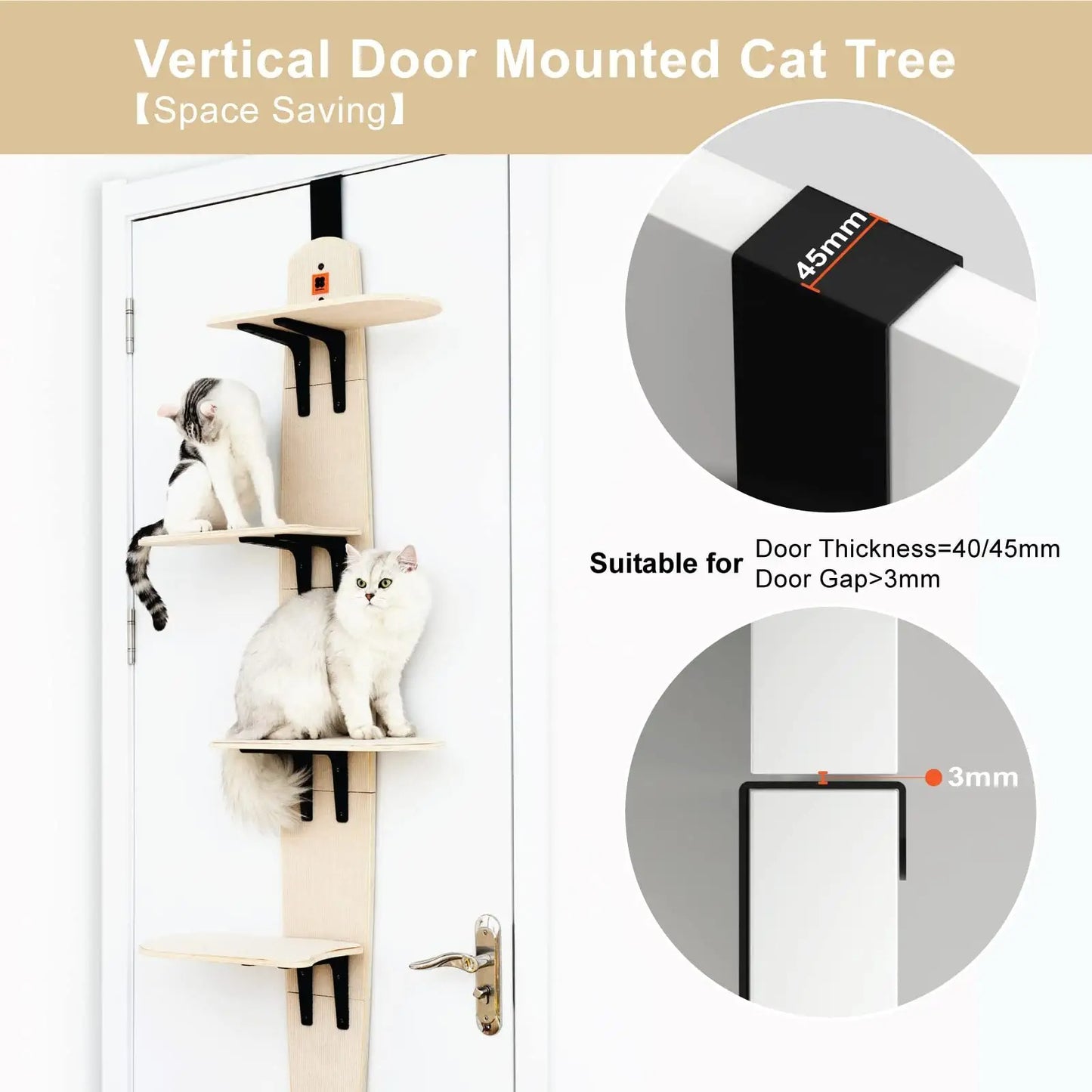 Mewoofun Étagères grimpantes polyvalentes à 4 niveaux pour chat Arbre à chat vertical monté sur porte